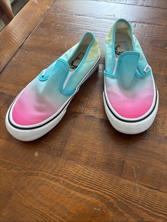 Vans Shoes - Vans women’s Slip-On Sneakers in Teal, Pink and Light Blue Ombre